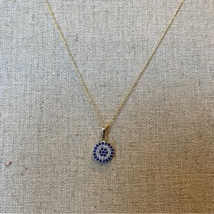 10k yellow gold CZ Evil Eye pendant and chain